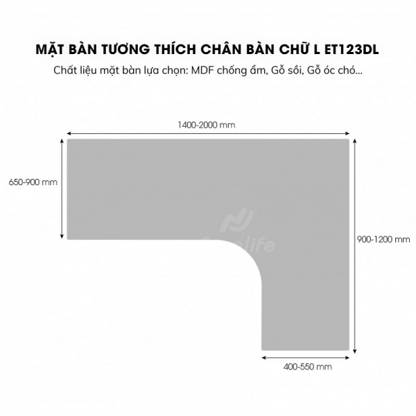 Bàn nâng hạ thông minh Ergonomic ED123DL (Chân L)