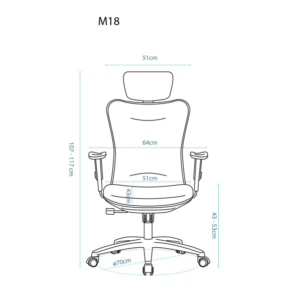 Ghế Công Thái Học M18 Đen/Xám