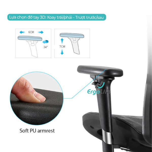 Ghế Công Thái Học M57 Đen/Xám