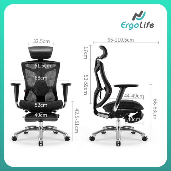Ghế Công Thái Học V1 Đen/Xám