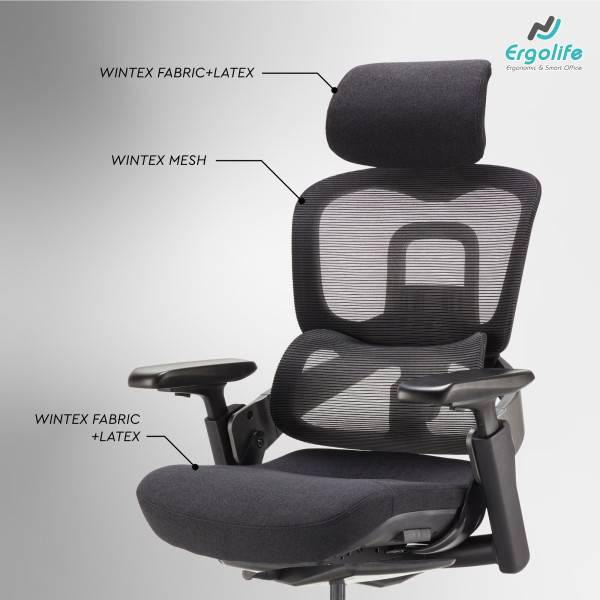 Ghế Công Thái Học Cao Cấp MC-1137E Đen/Xám