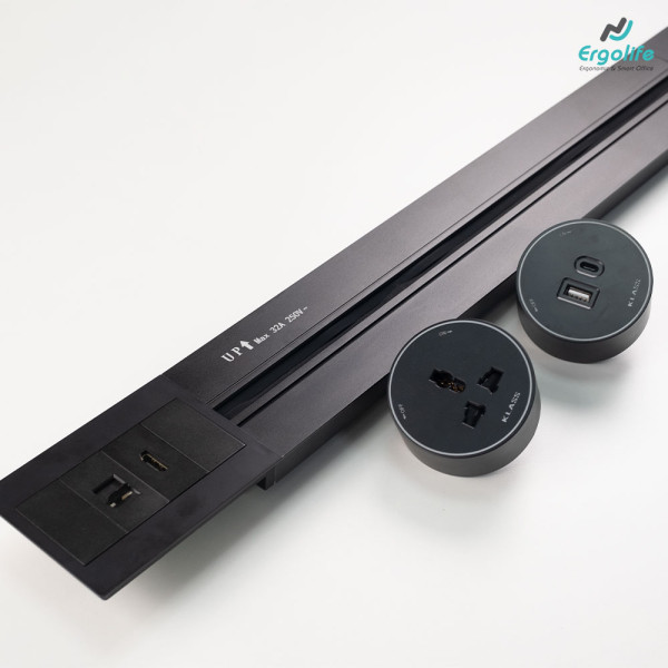Ổ điện bàn họp ray trượt âm bàn WL-TKS060-32A màu đen