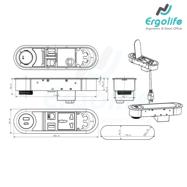 Ổ Cắm Điện Âm Bàn Cao Cấp OEFG703C