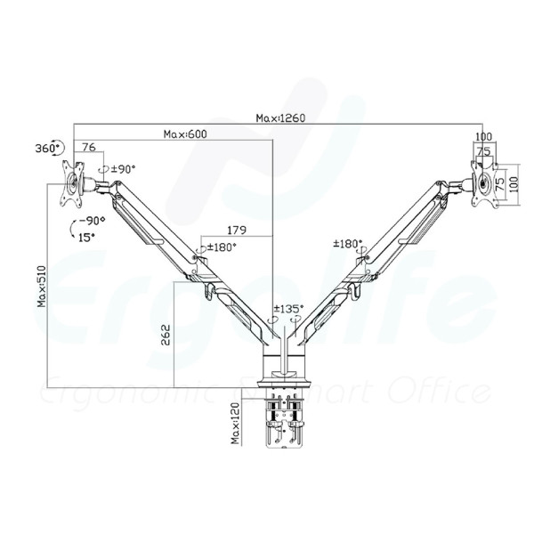 Tay đỡ màn hình đôi EA-851D