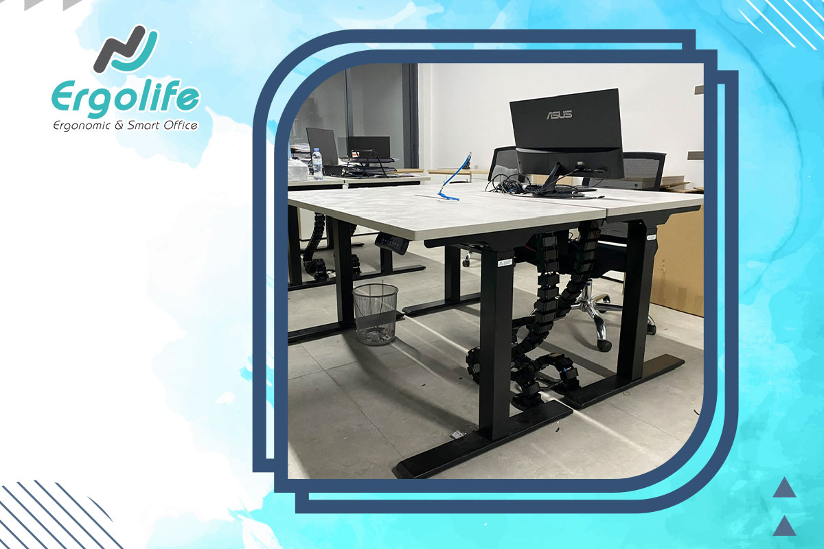 Hình ảnh lắp đặt thực tế bàn nâng hạ Ergolife